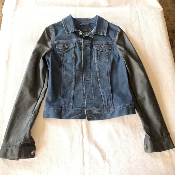 Calvin Klein Jean and Faux Leather Jacket, XS, Blue - Picture 1 of 9